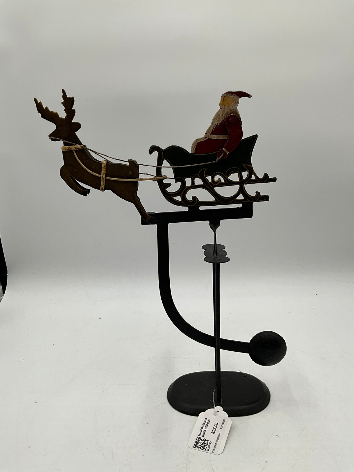 Metal Swinging Santa w/Sleigh