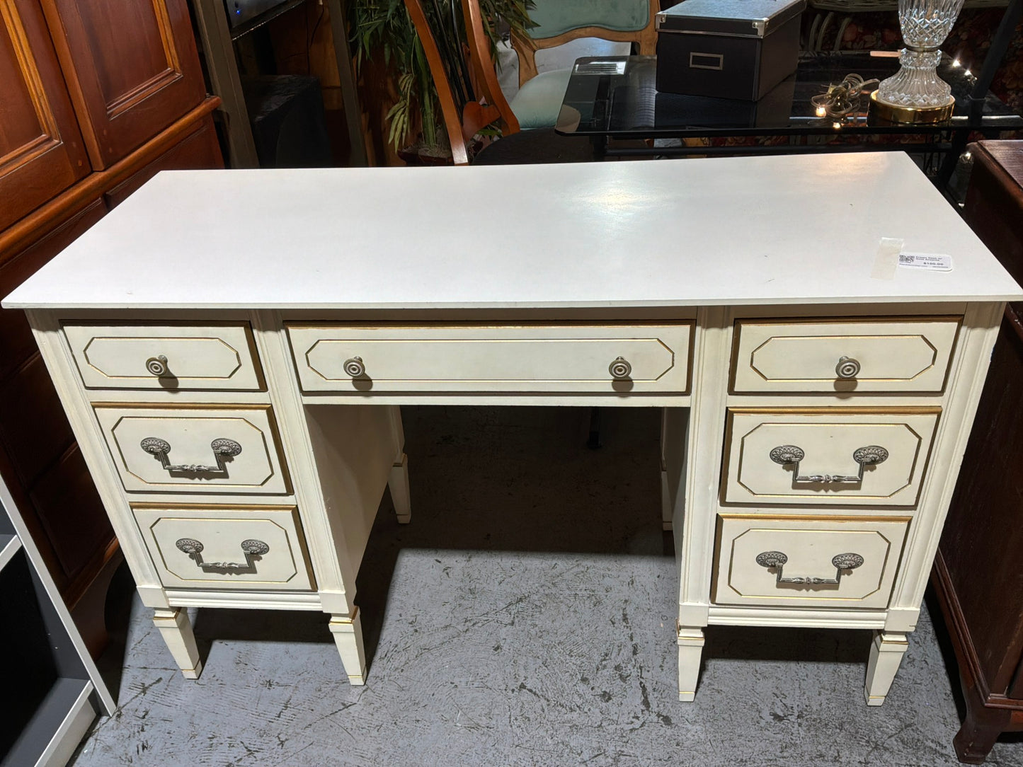 Cream Desk w/ Gold Accents
