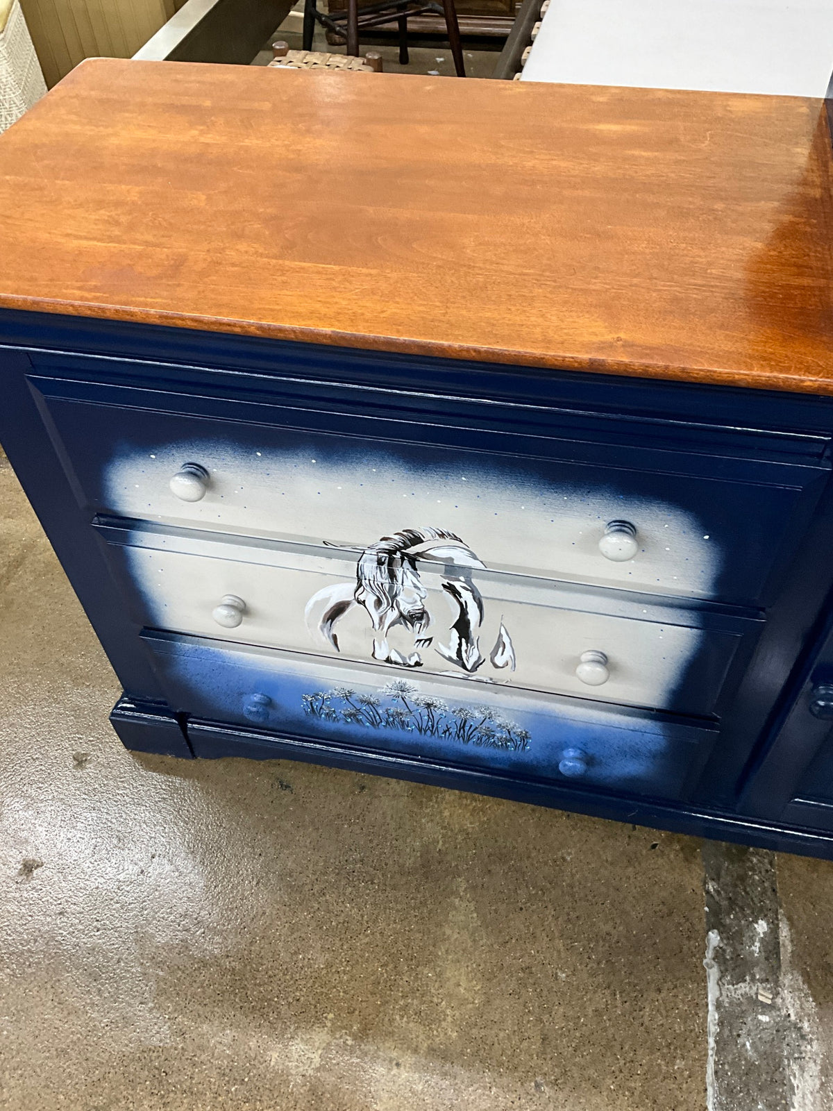 Blue Hand Painted Dresser