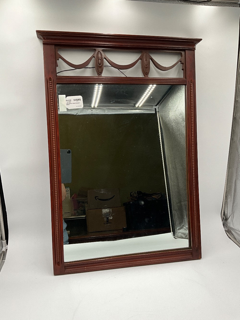 Dark Brown Wood Framed Mirror