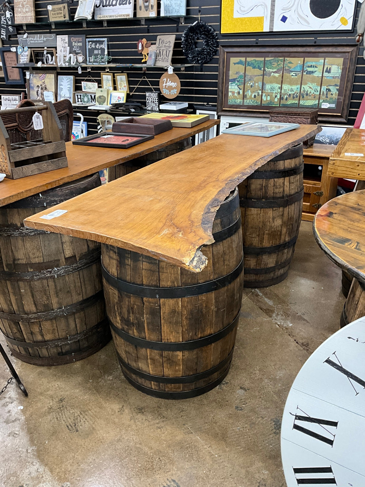 Whiskey Barrel w/Live Edge Top
