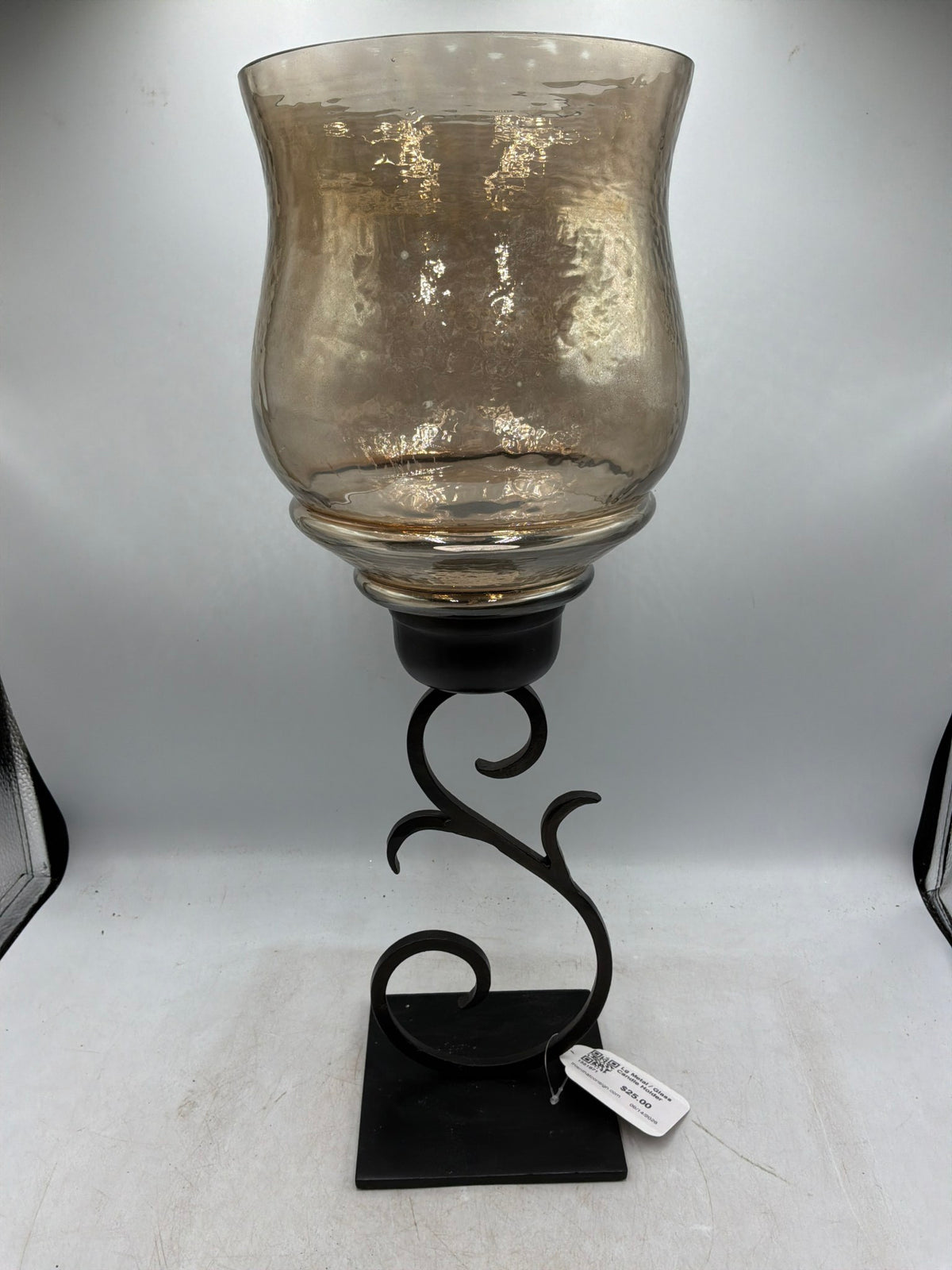 Lg Metal / Glass Candle Holder