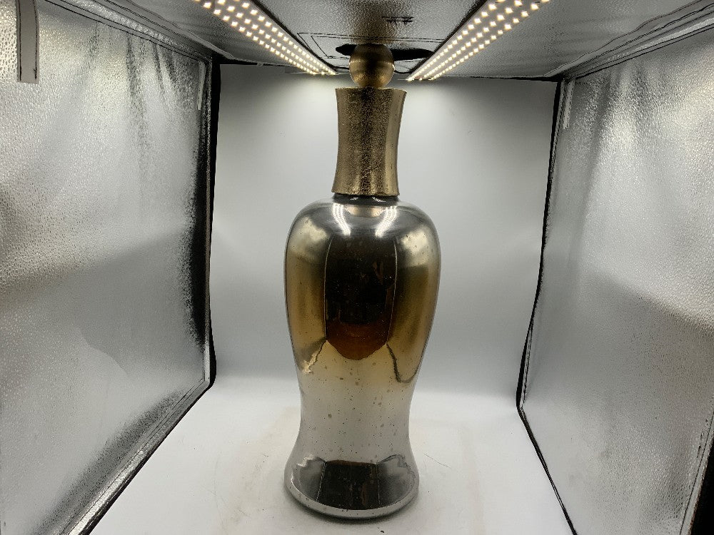 Lg Glass Bottle with Ball on Top
