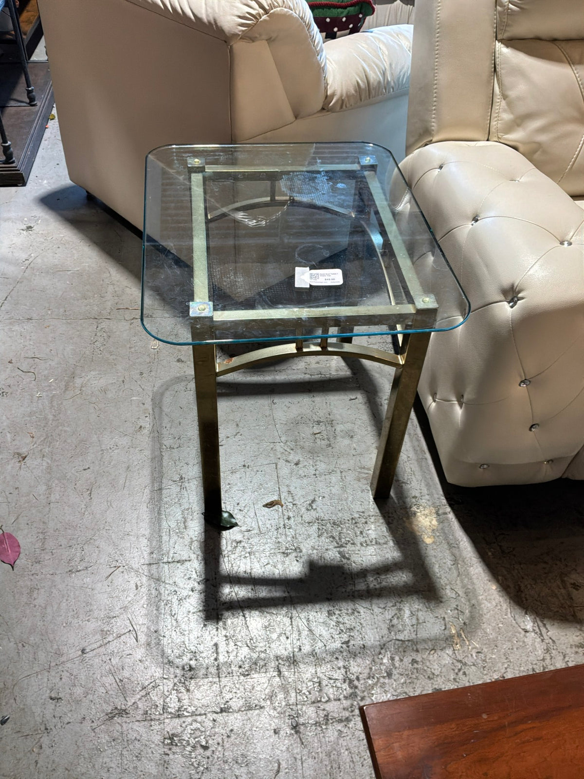Gold End Table / Glass Top