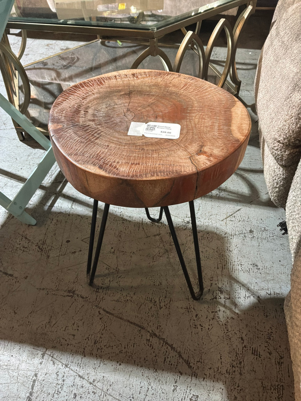 Wood Metal Accent Table