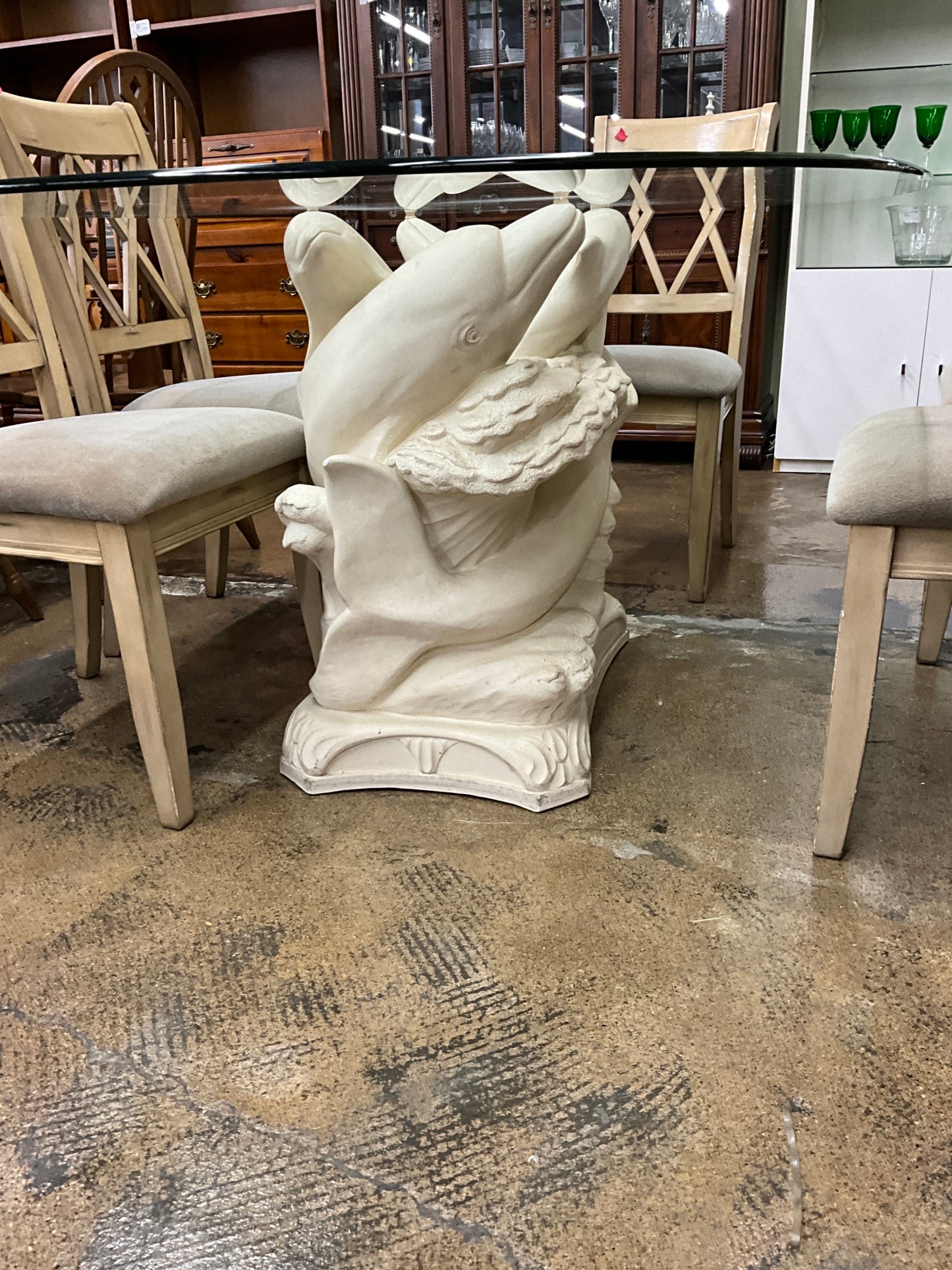 Dolphin Base Glass Table