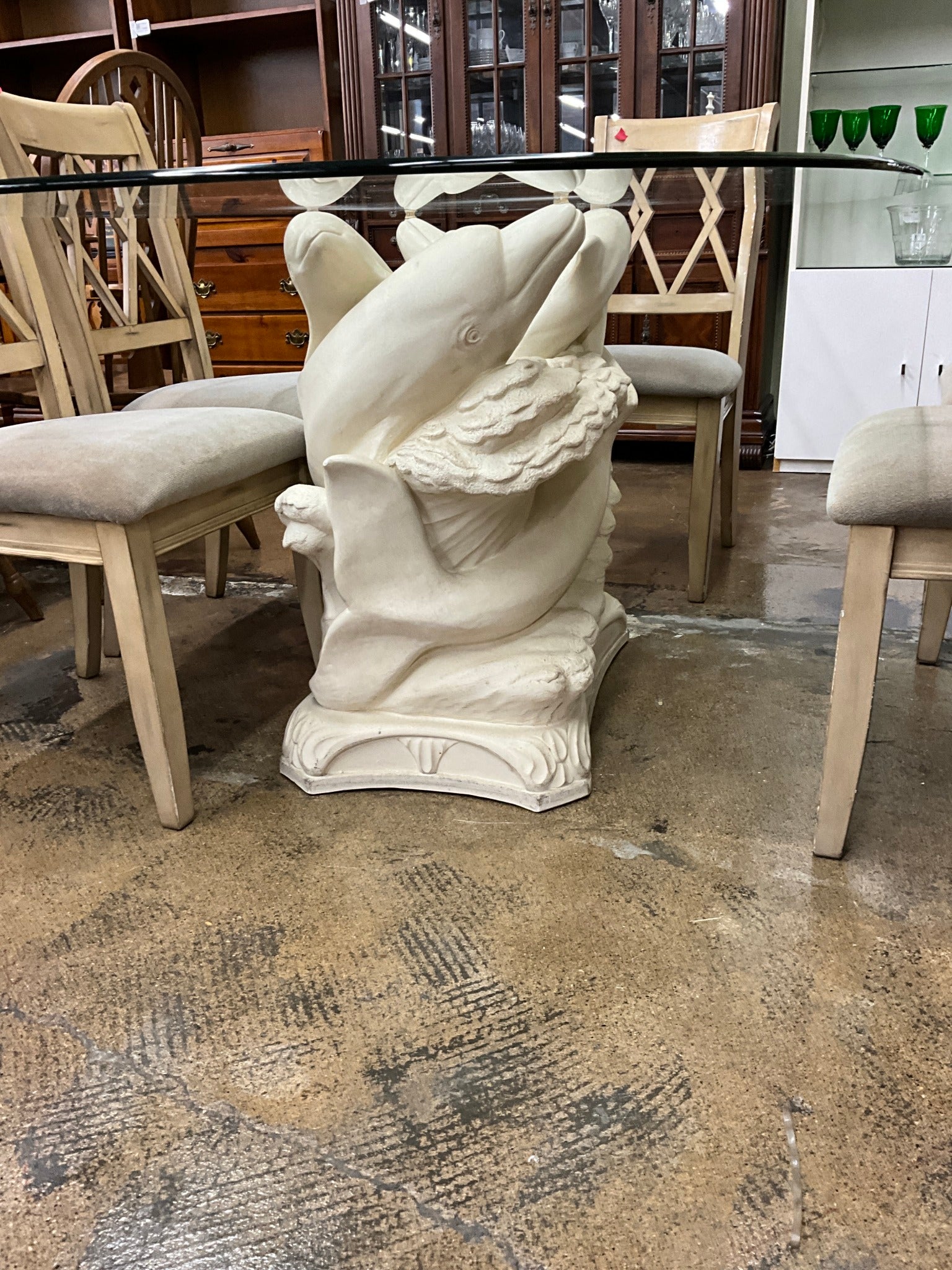 Dolphin Base Glass Table
