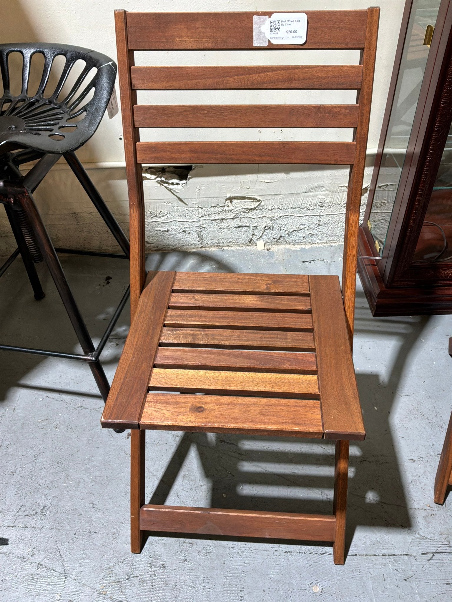 Dark Wood Fold Up Chair