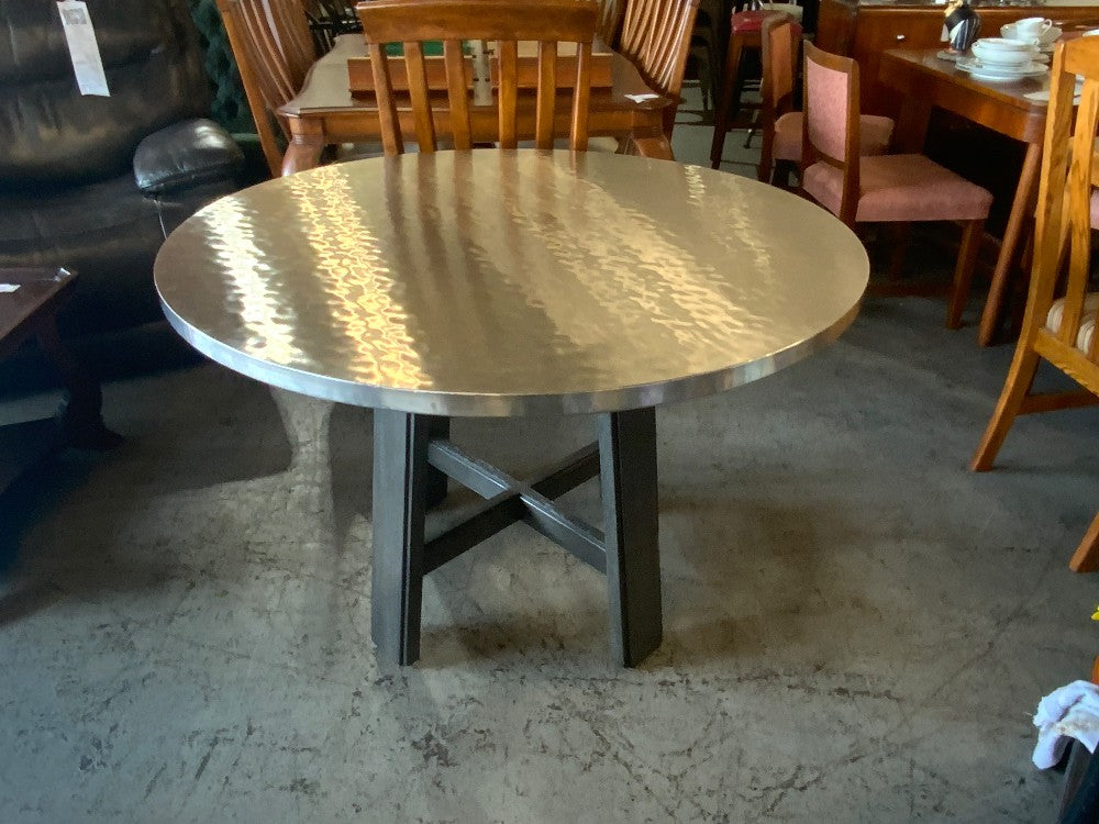 Bernhardt Harding Round Metal Table with Glass Base