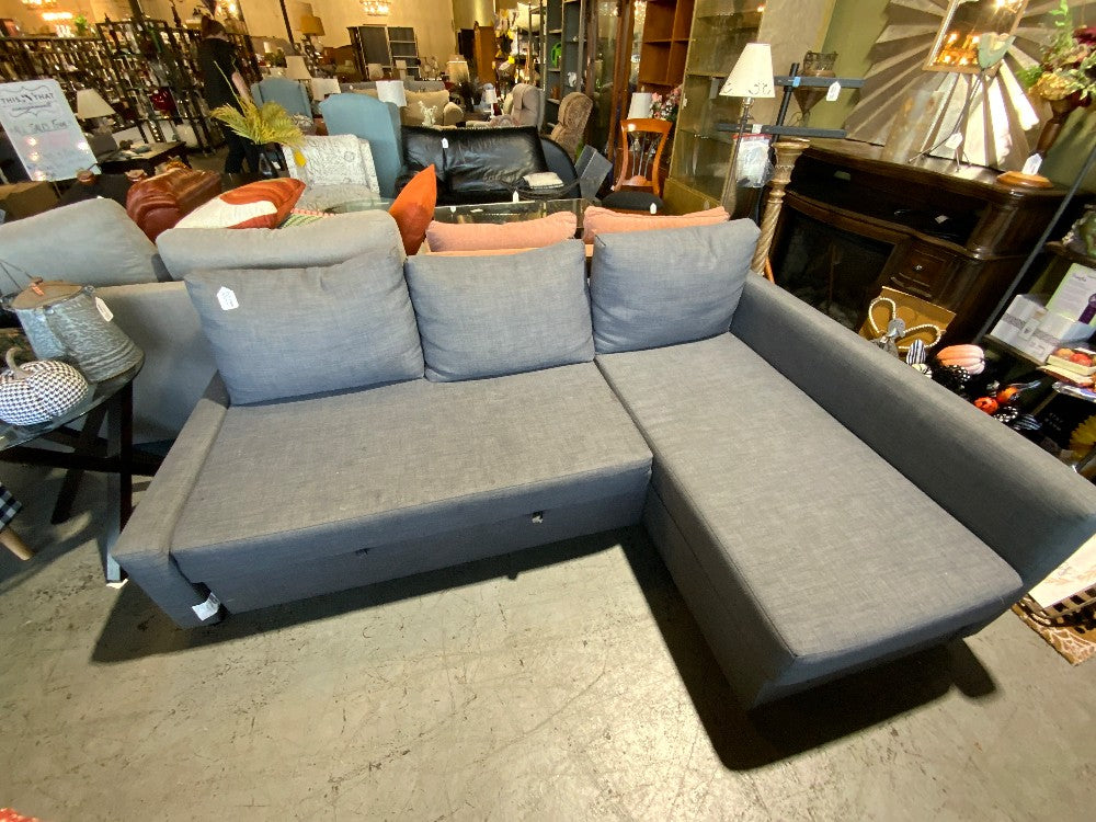 Ikea Grey L Shaped Sofa W/ Pull Out Bed