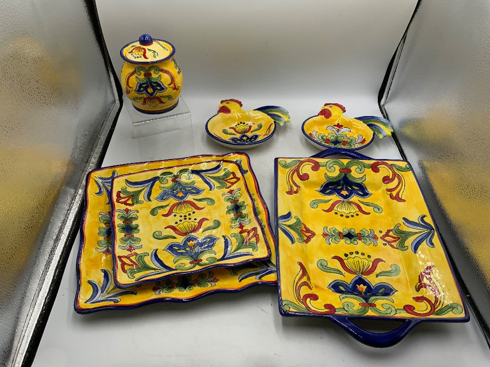 Yellow / Blue Talavera 6pc Dish Set
