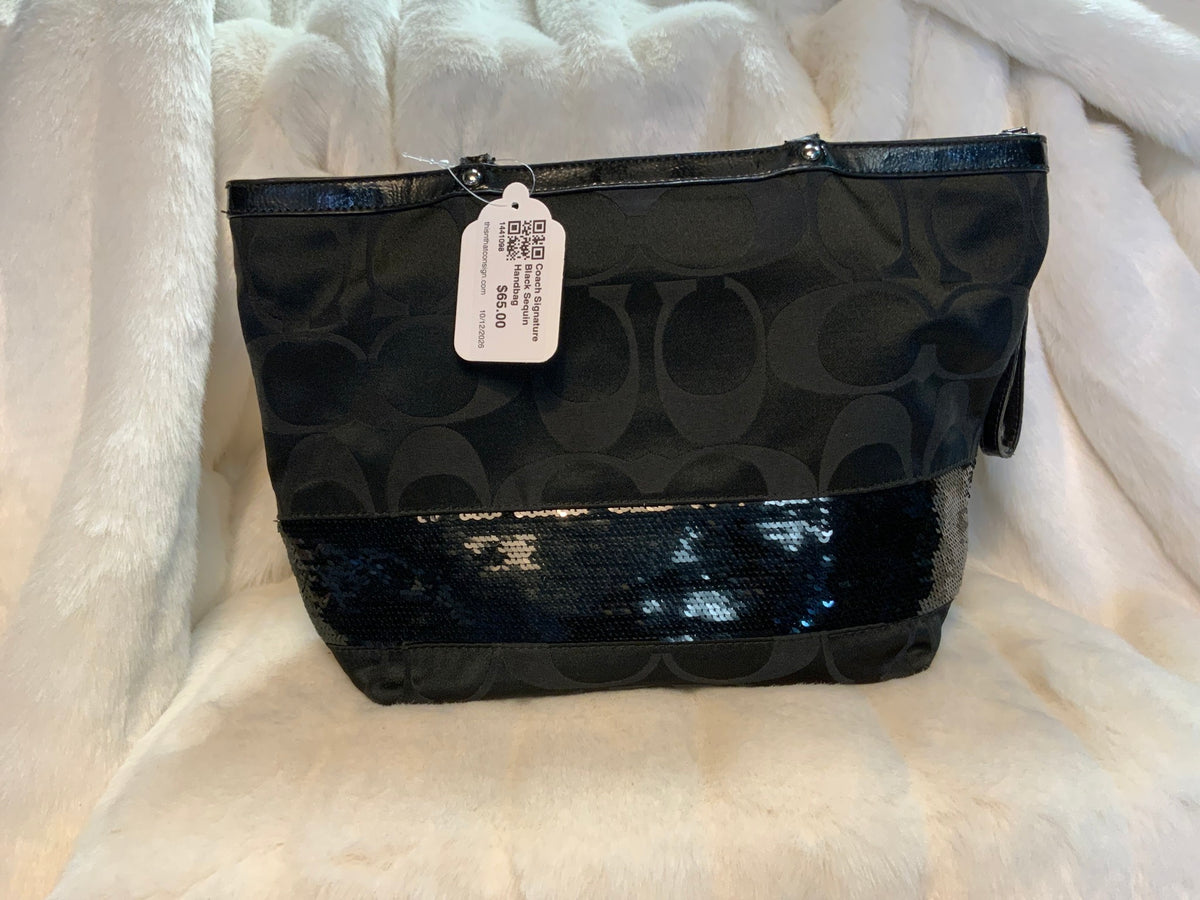 Coach Signature Black Sequin Handbag