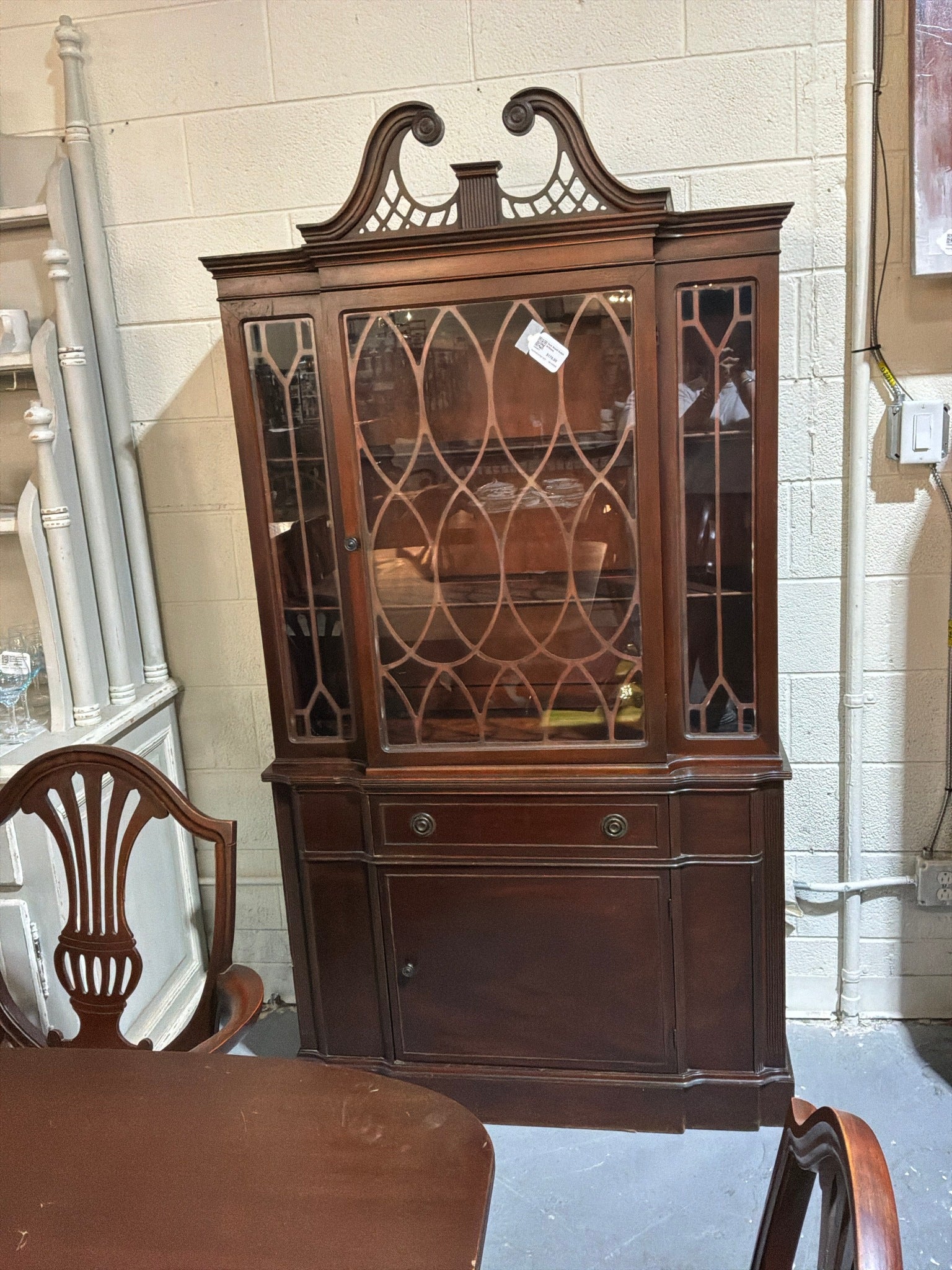 Dark Wood Hutch W/Glass