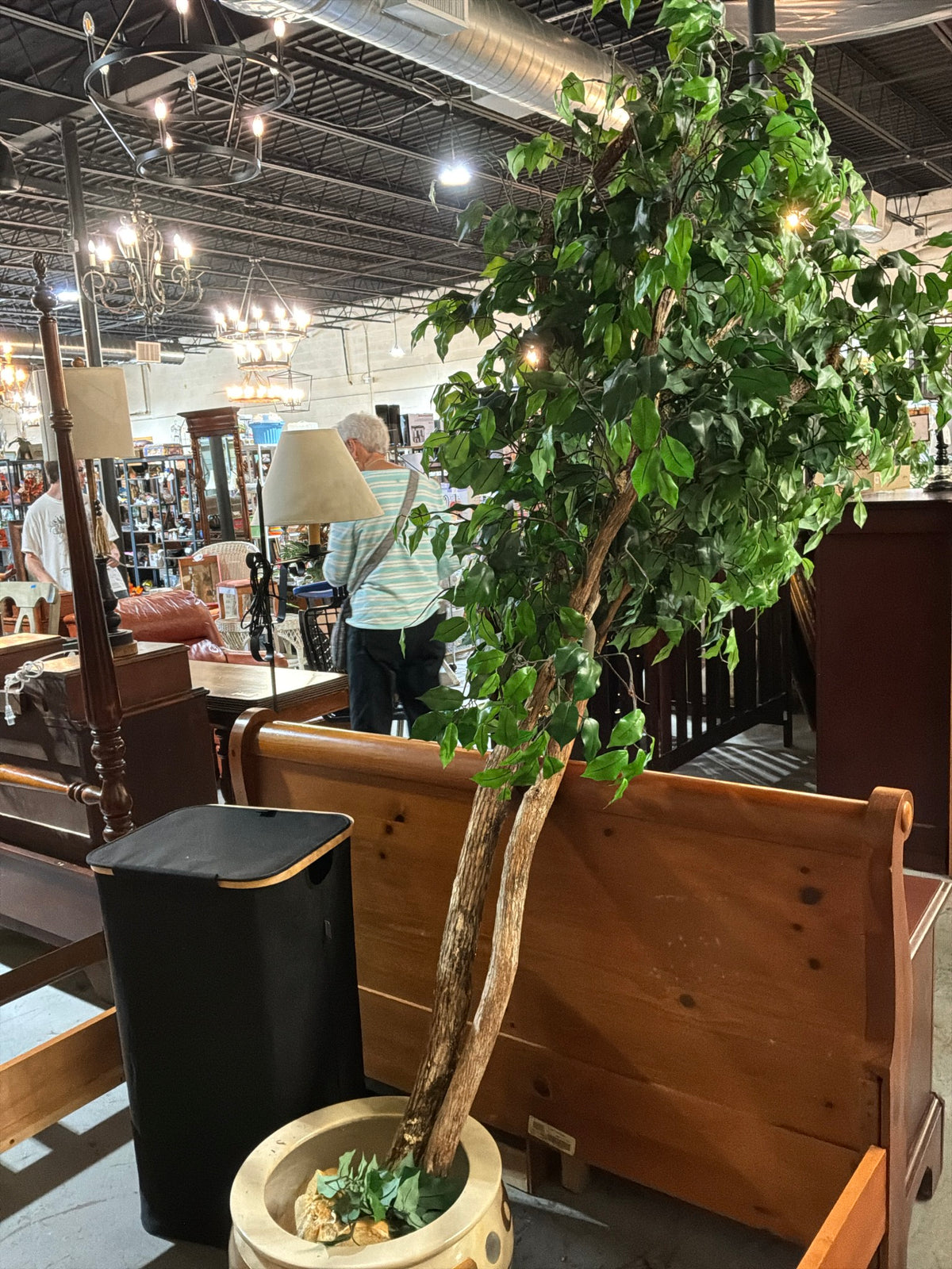 Artificial Tree w/ Gold & Silver Planter