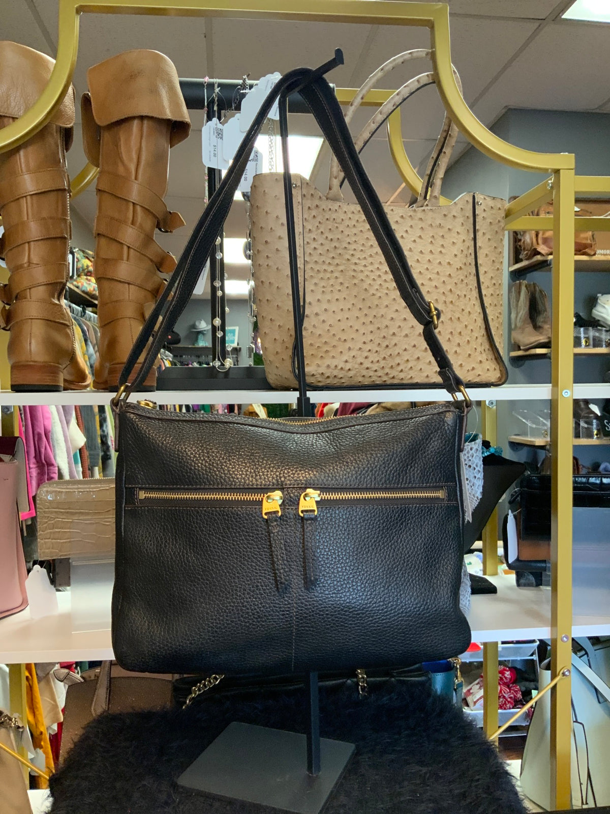 Fossil Black Crossbody