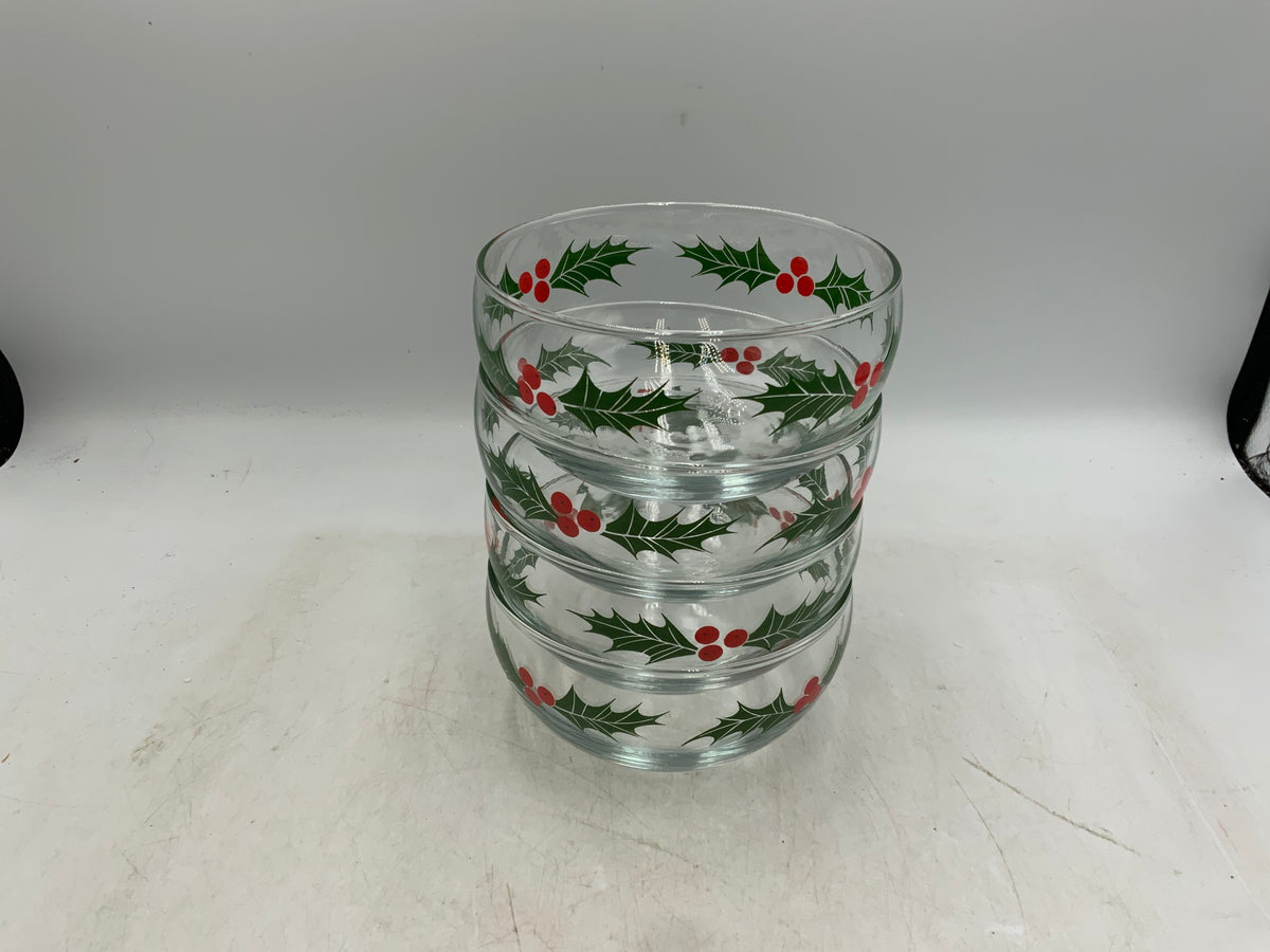 Libbey Holly Glass Bowls Set of 4