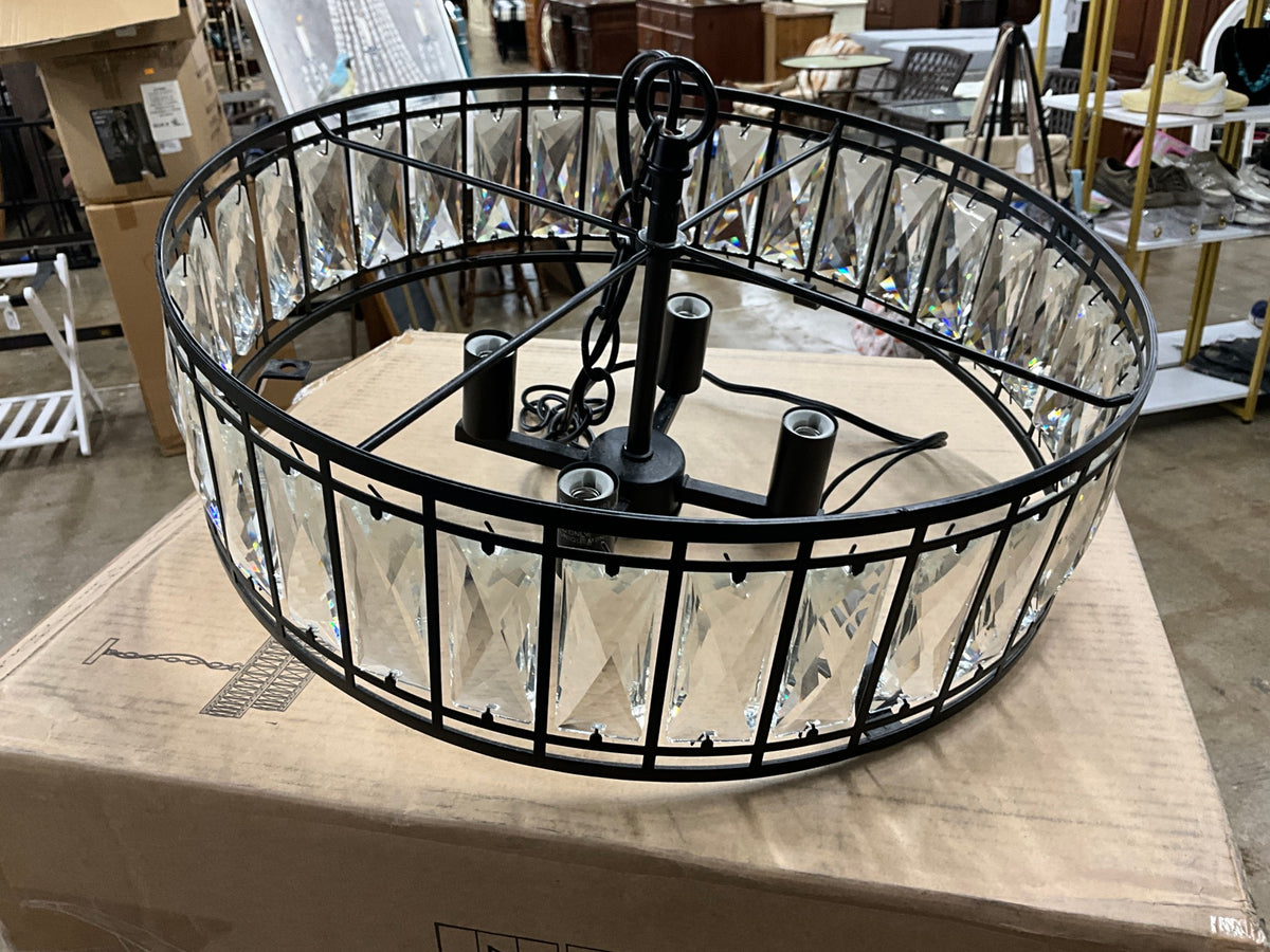 2 Tier Black & Glass Light