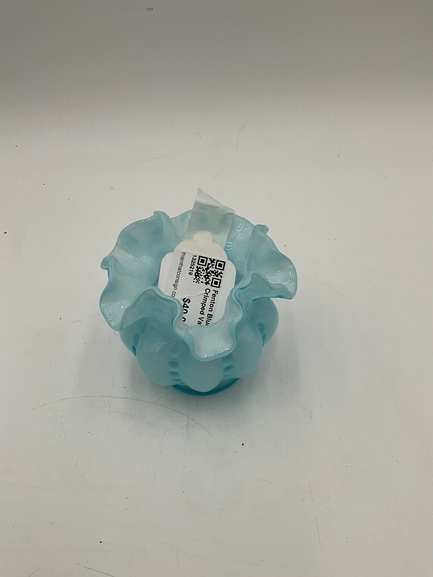 Fenton Blue Crimped Vase