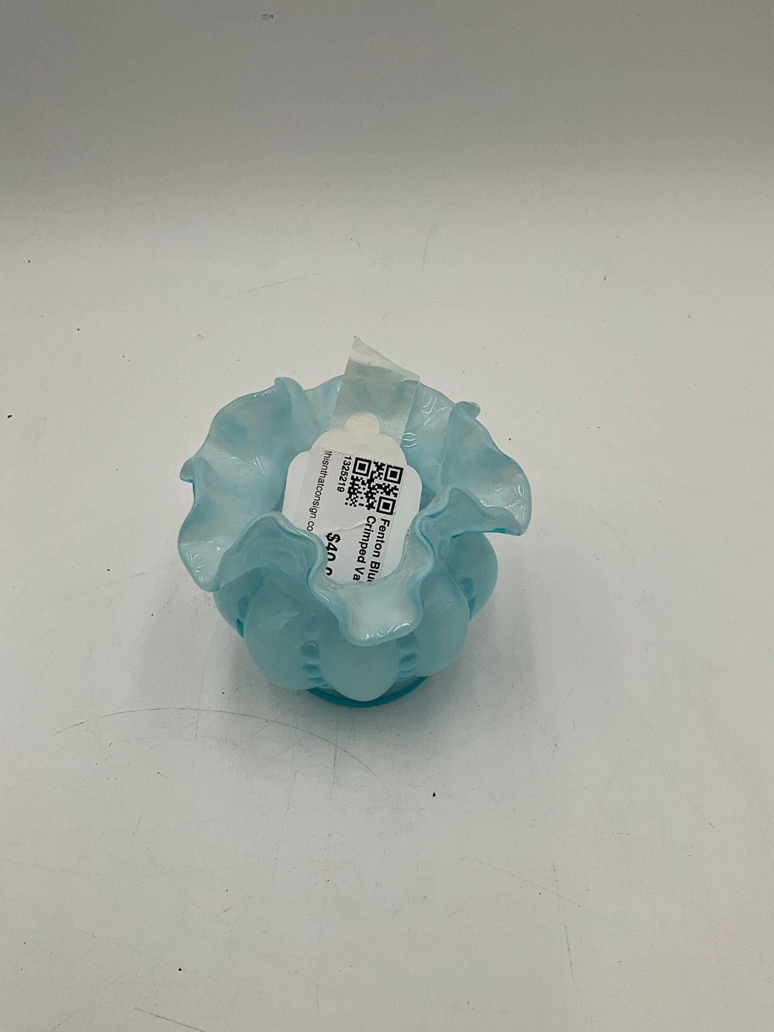 Fenton Blue Crimped Vase
