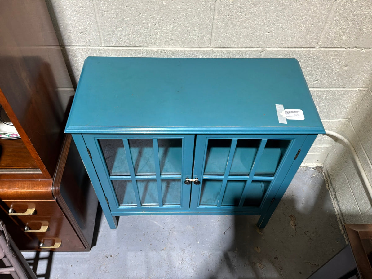 Teal Cabinet w/ Glass Doors