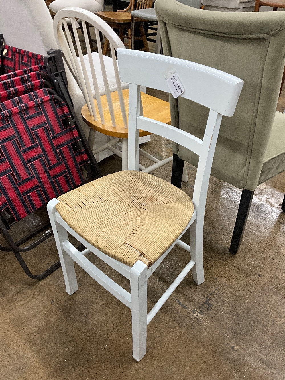 White Chair w/ Woven Seat