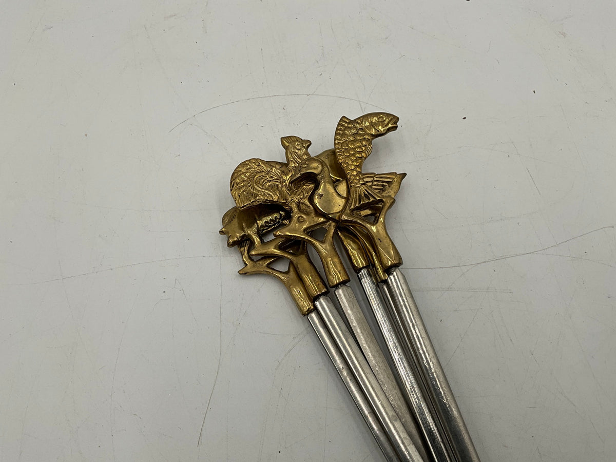 Vtg Brass Topped William Sonoma Skewers 6pc Set