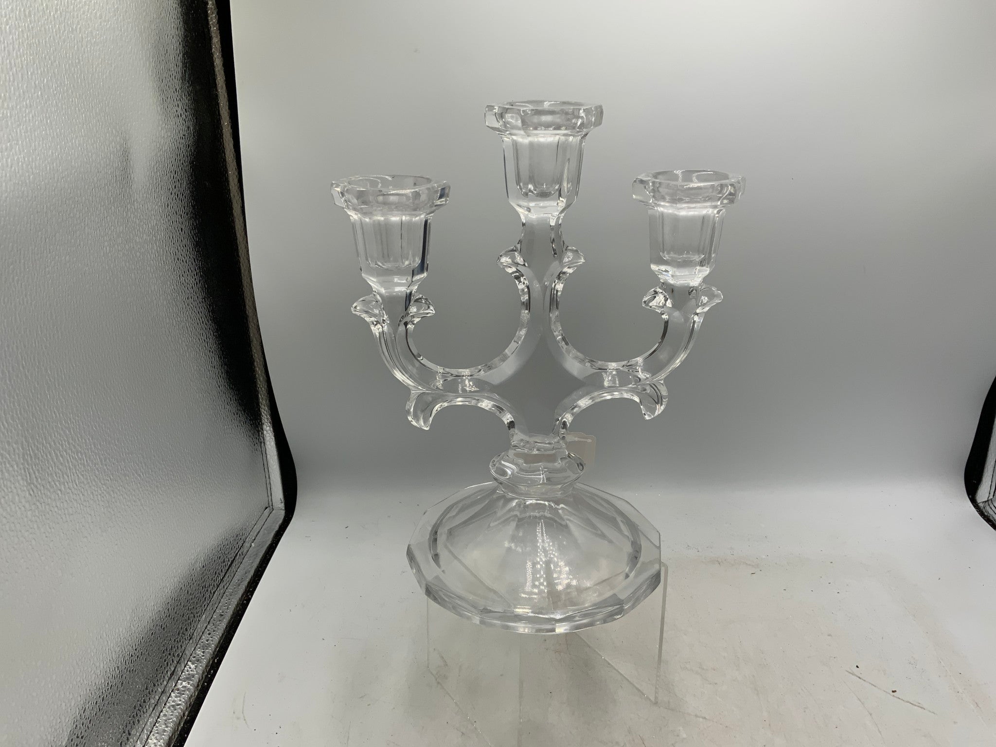 3 Arm Glass Candelabra