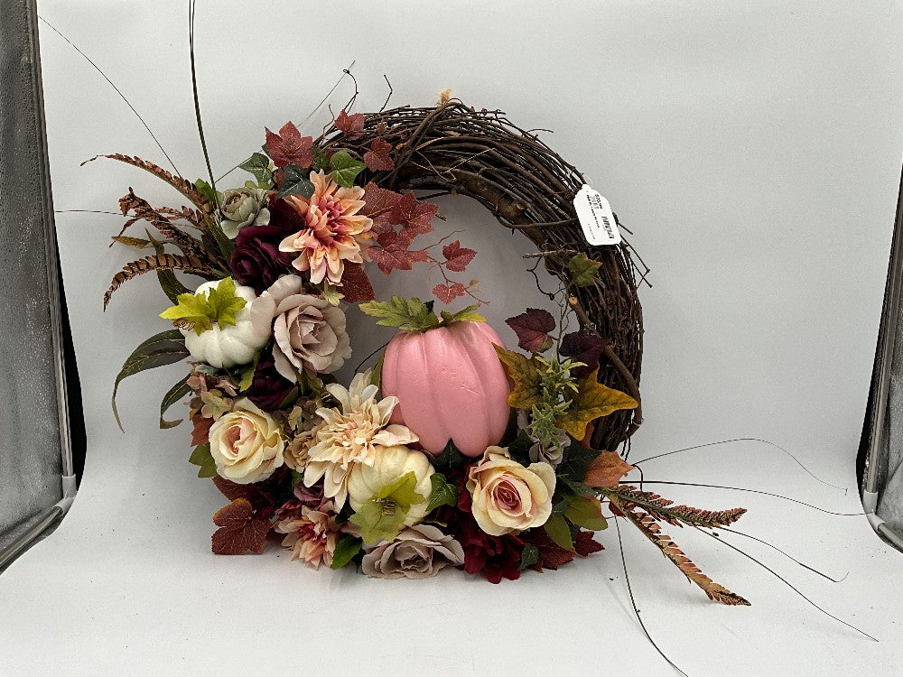 Pink Pumpkin Wreath