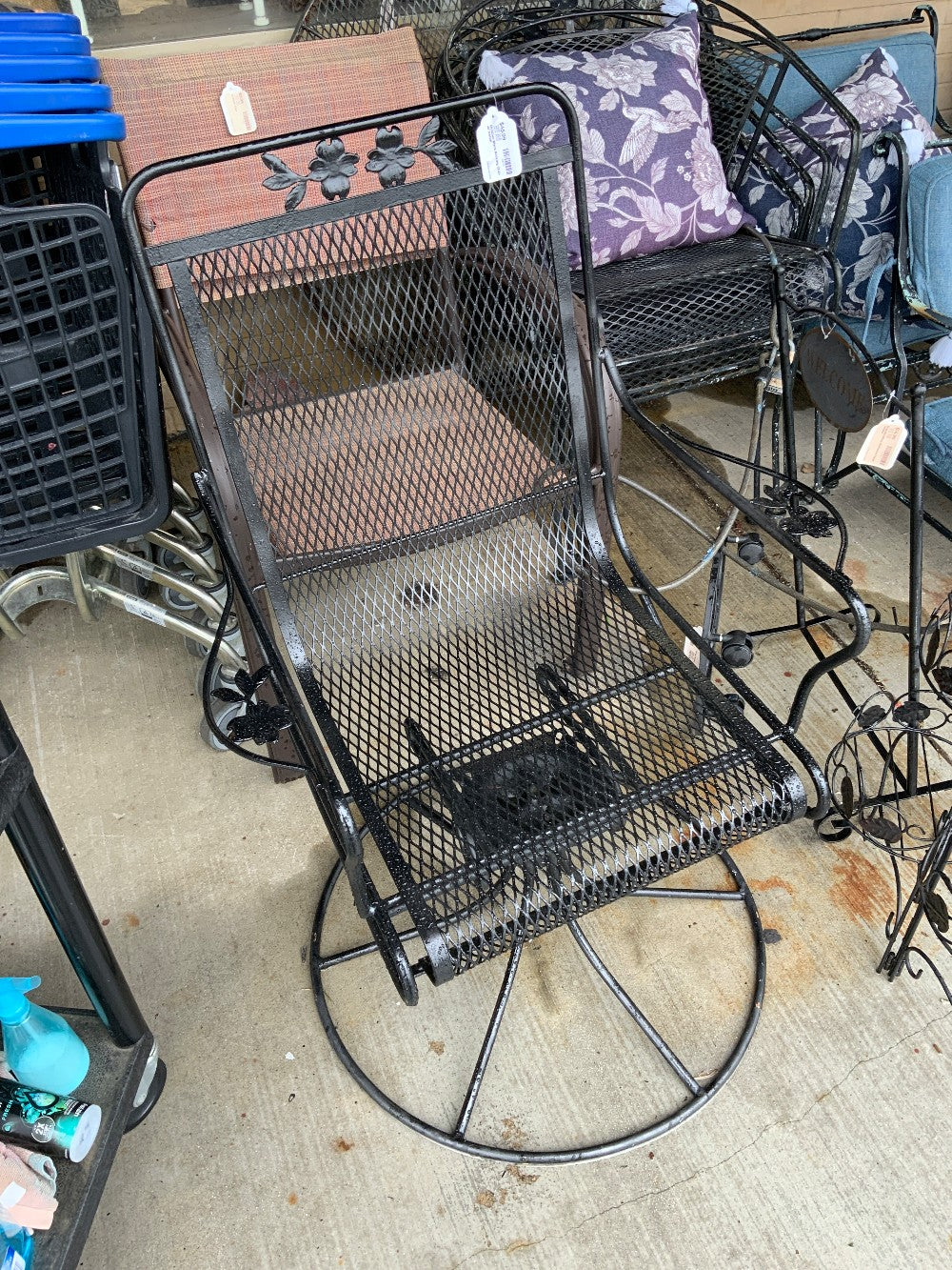 Outdoor Black Rocking Chair w/ Swivel