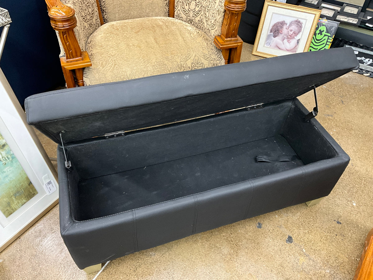 Black Leather Storage Bench