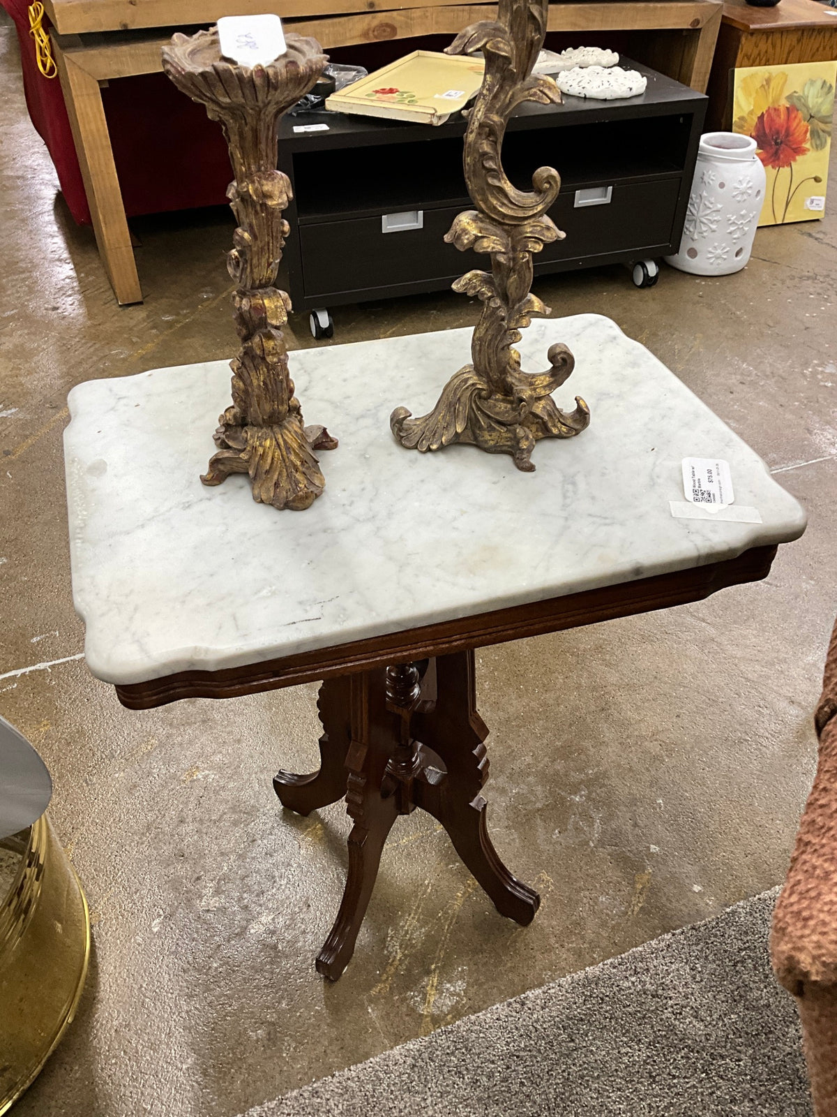 Wood Table w/ Marble