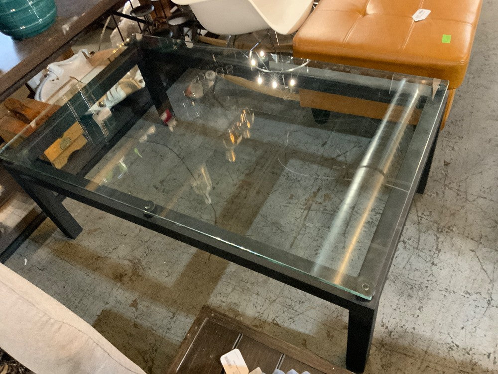 Glass Top Coffee Table w/ Black Base