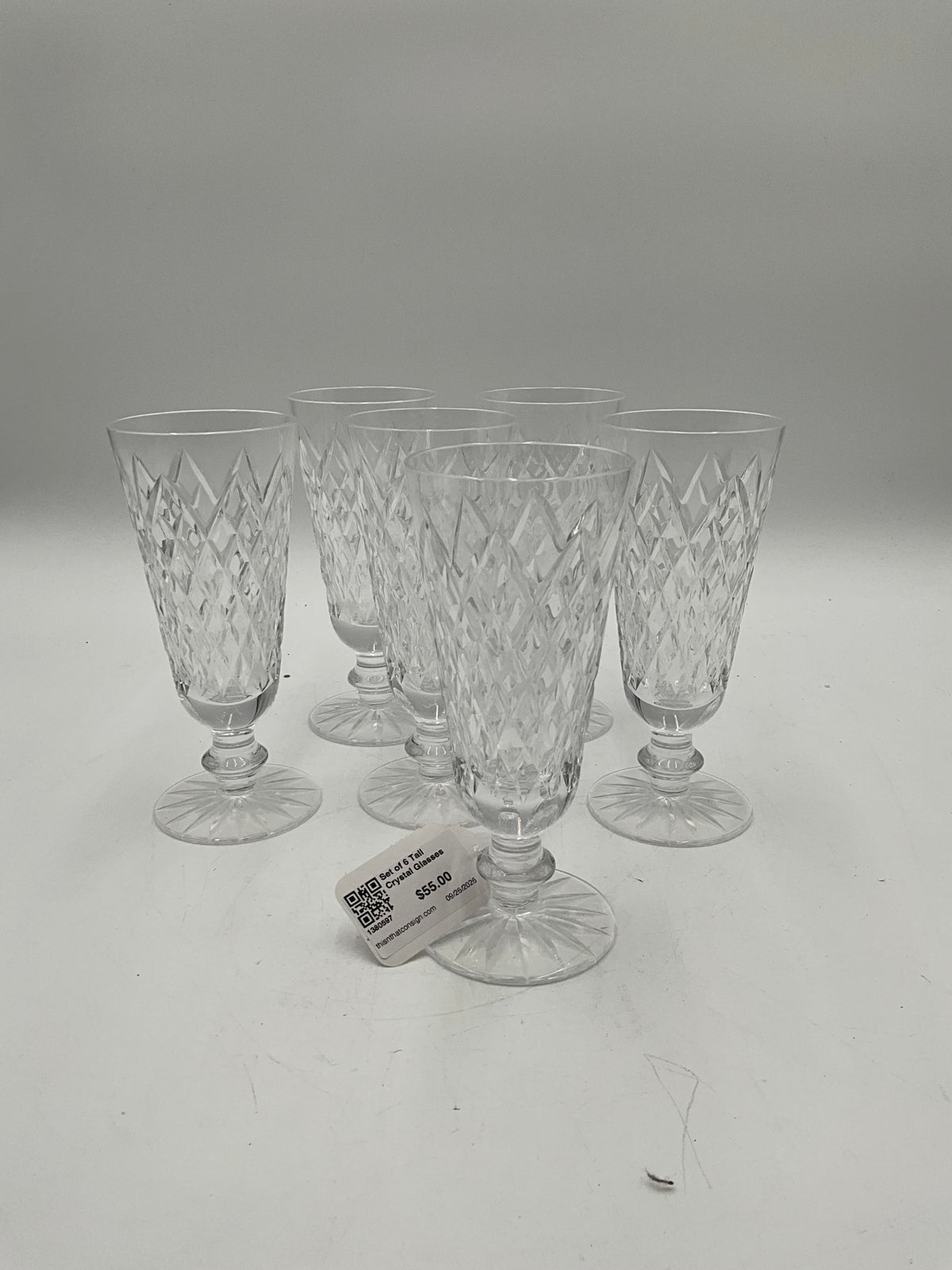 Set of 6 Tall Crystal Glasses