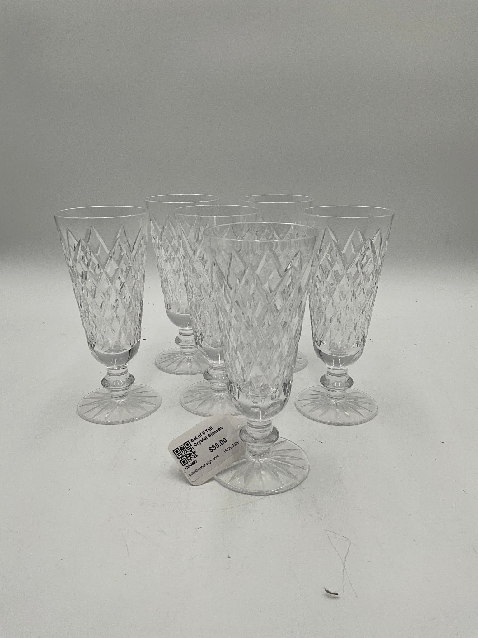 Set of 6 Tall Crystal Glasses