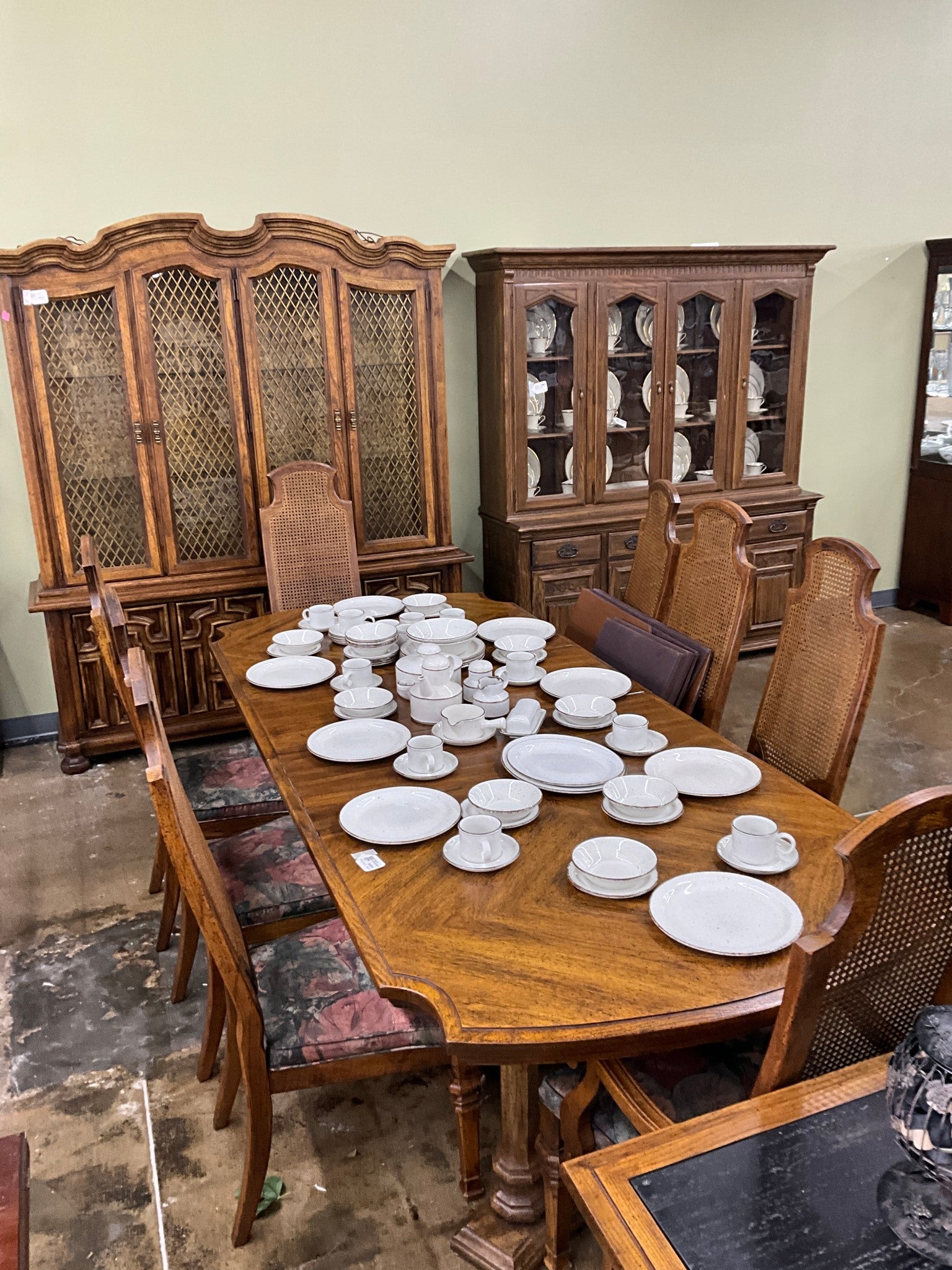 Table w/ 8 Cane-back Chairs