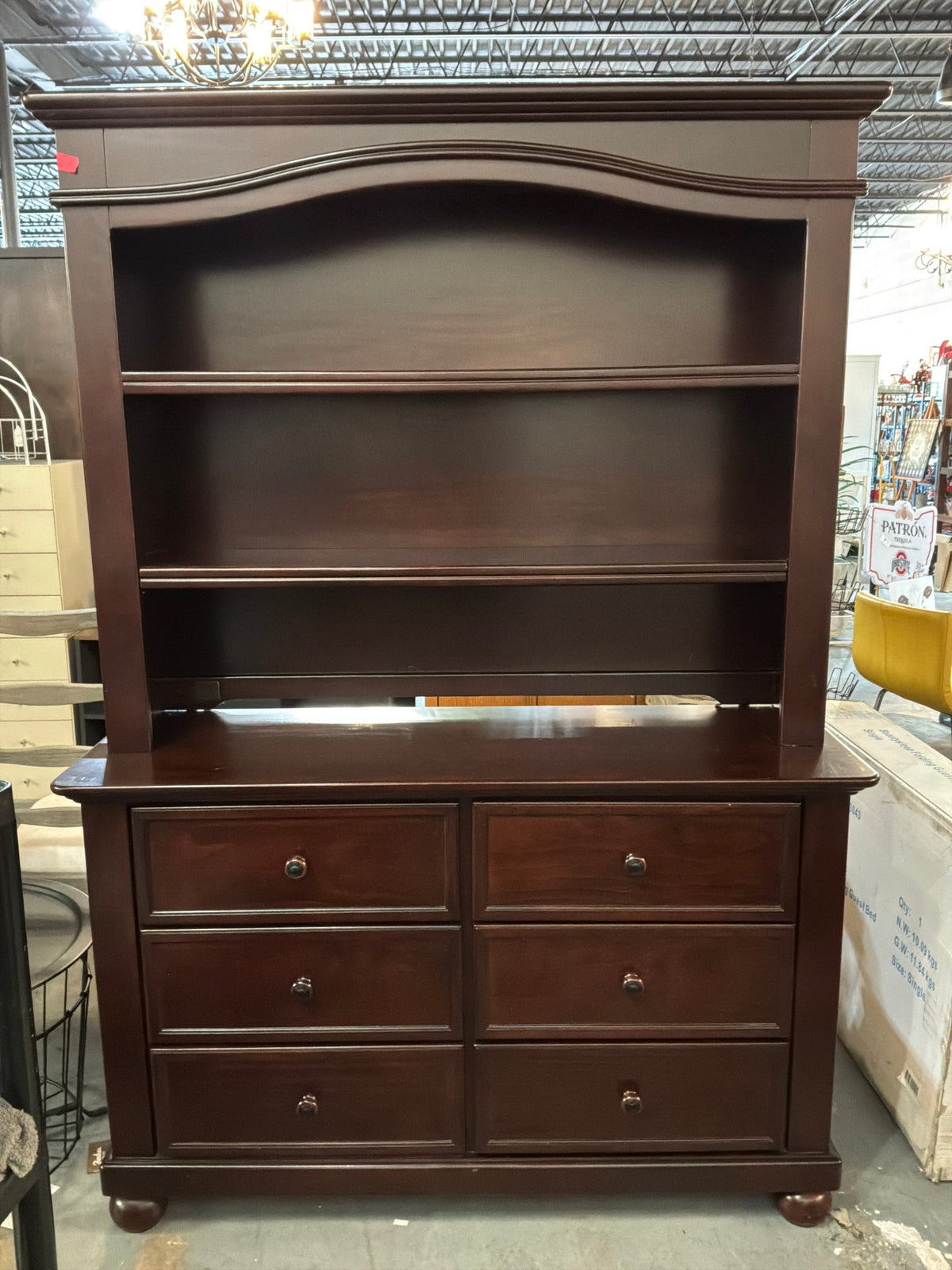 Dark Wood Dresser w Hutch Top