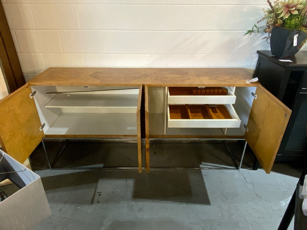 MCM Milo Baughman Thayer Coggin Burlwood & Chrome Credenza