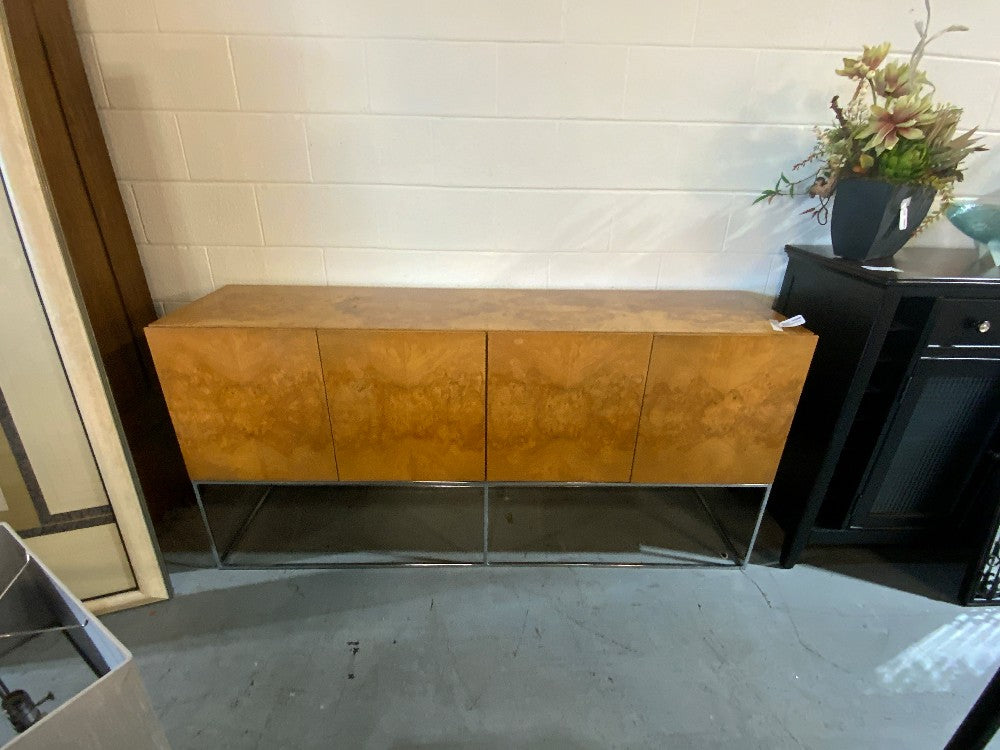 MCM Milo Baughman Thayer Coggin Burlwood & Chrome Credenza