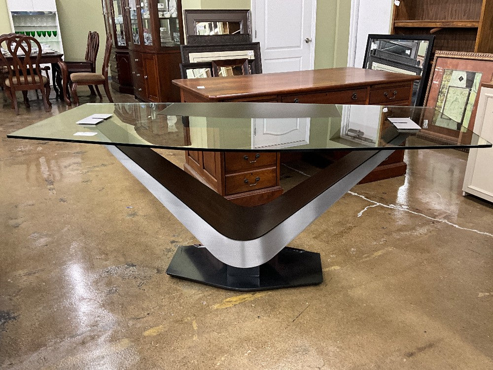 XL Contemporary Glass Top Desk