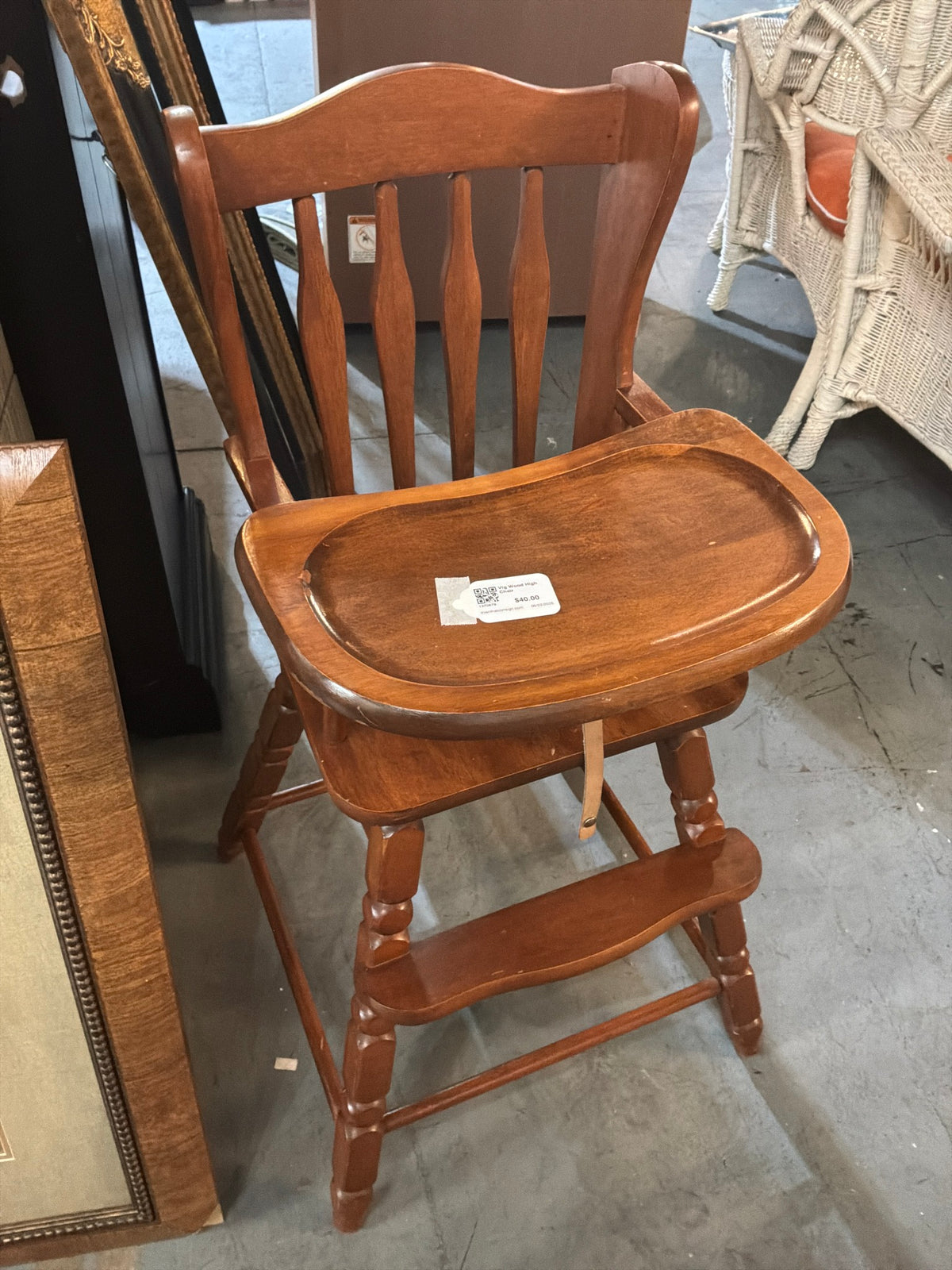 Vtg Wood High Chair