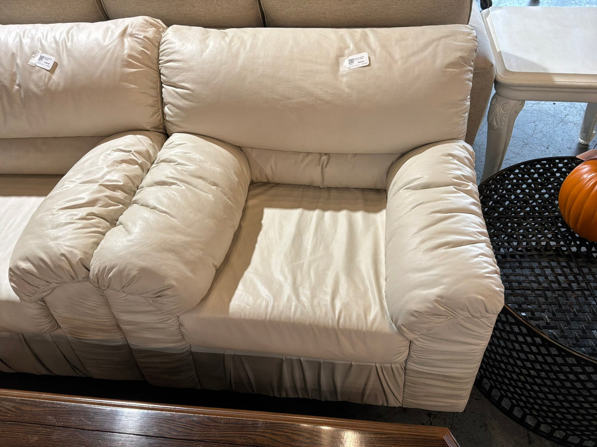 Cream Leather Accent Chair