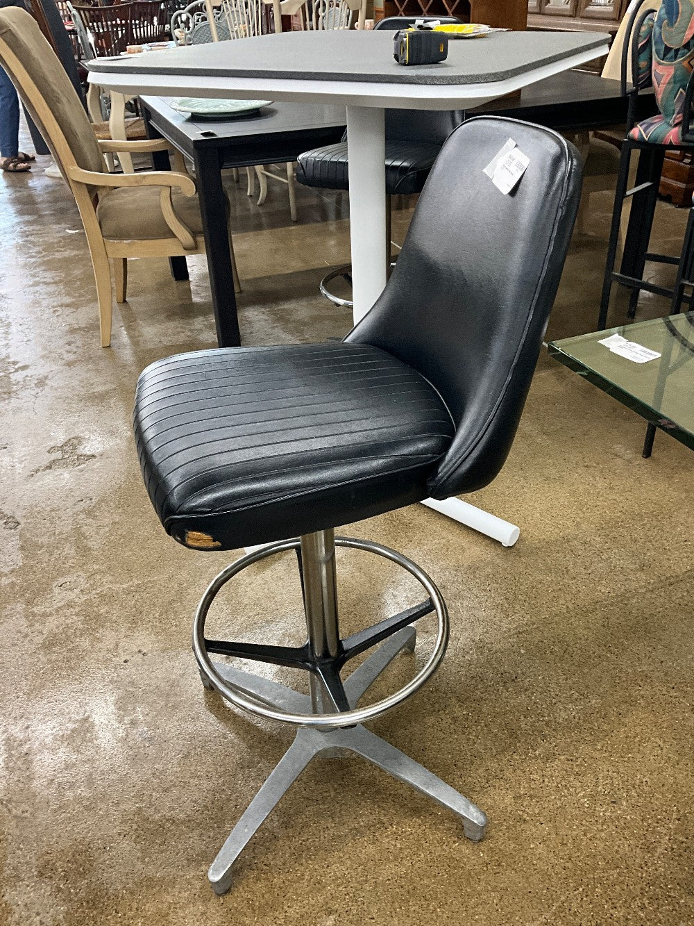 Vtg Leather Bar Stool