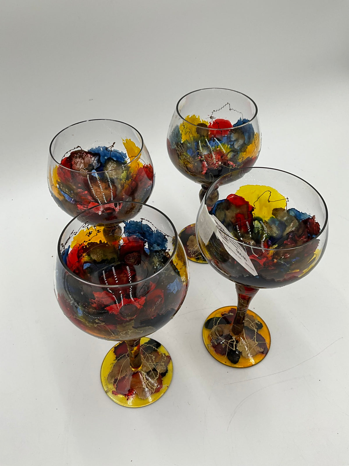 Set of 4 Hand Painted Wine Glasses