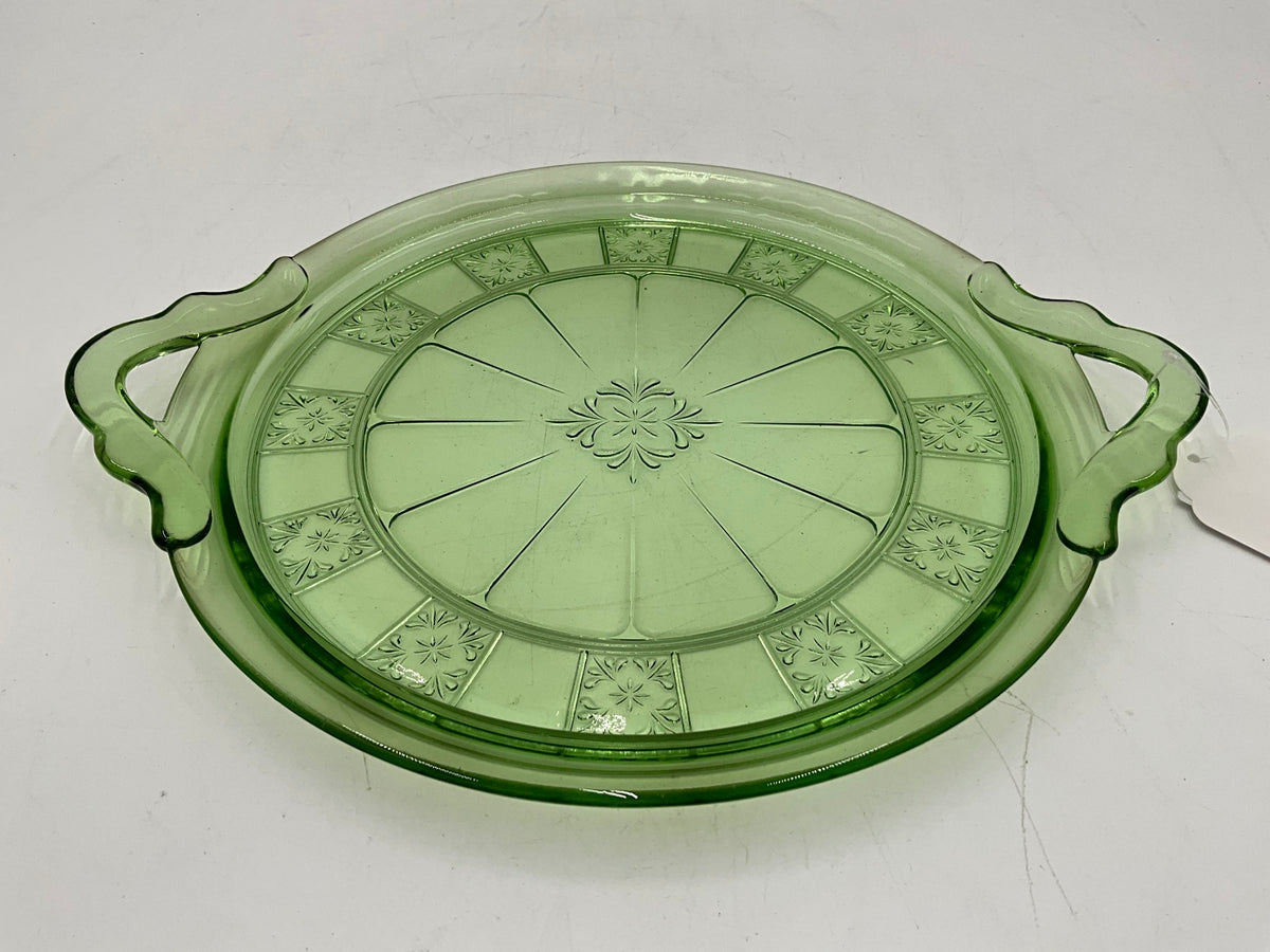 Round Glass Tray W/Handles
