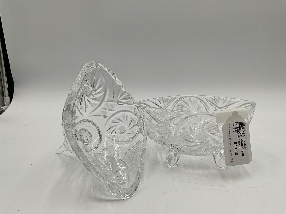 Anna Hutte Fostoria Crystal Jar W/Lid