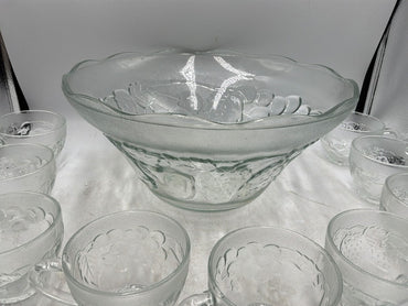 Vtg Pasari Strawberry Punch Bowl Set