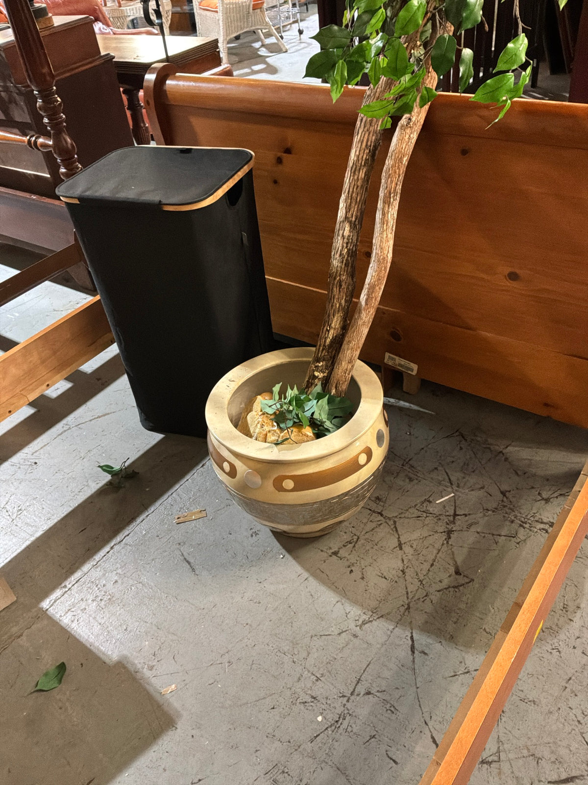 Artificial Tree w/ Gold & Silver Planter