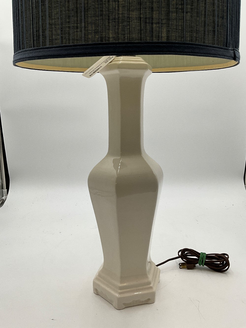 White Lamp W/ Navy Shade