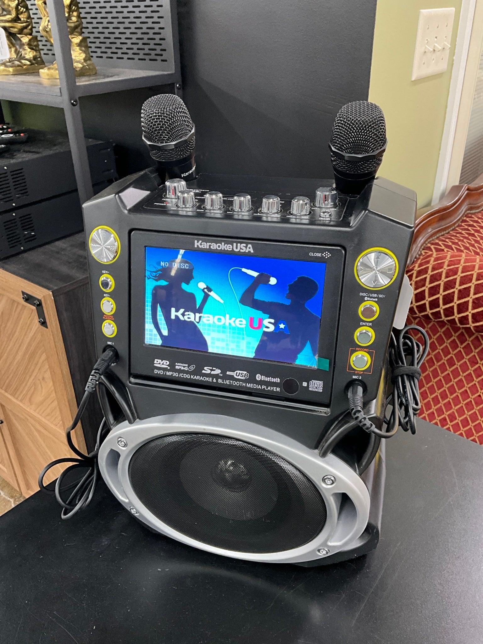 Karaoke USA Bluetooth Karaoke System w/ 2 Microphones
