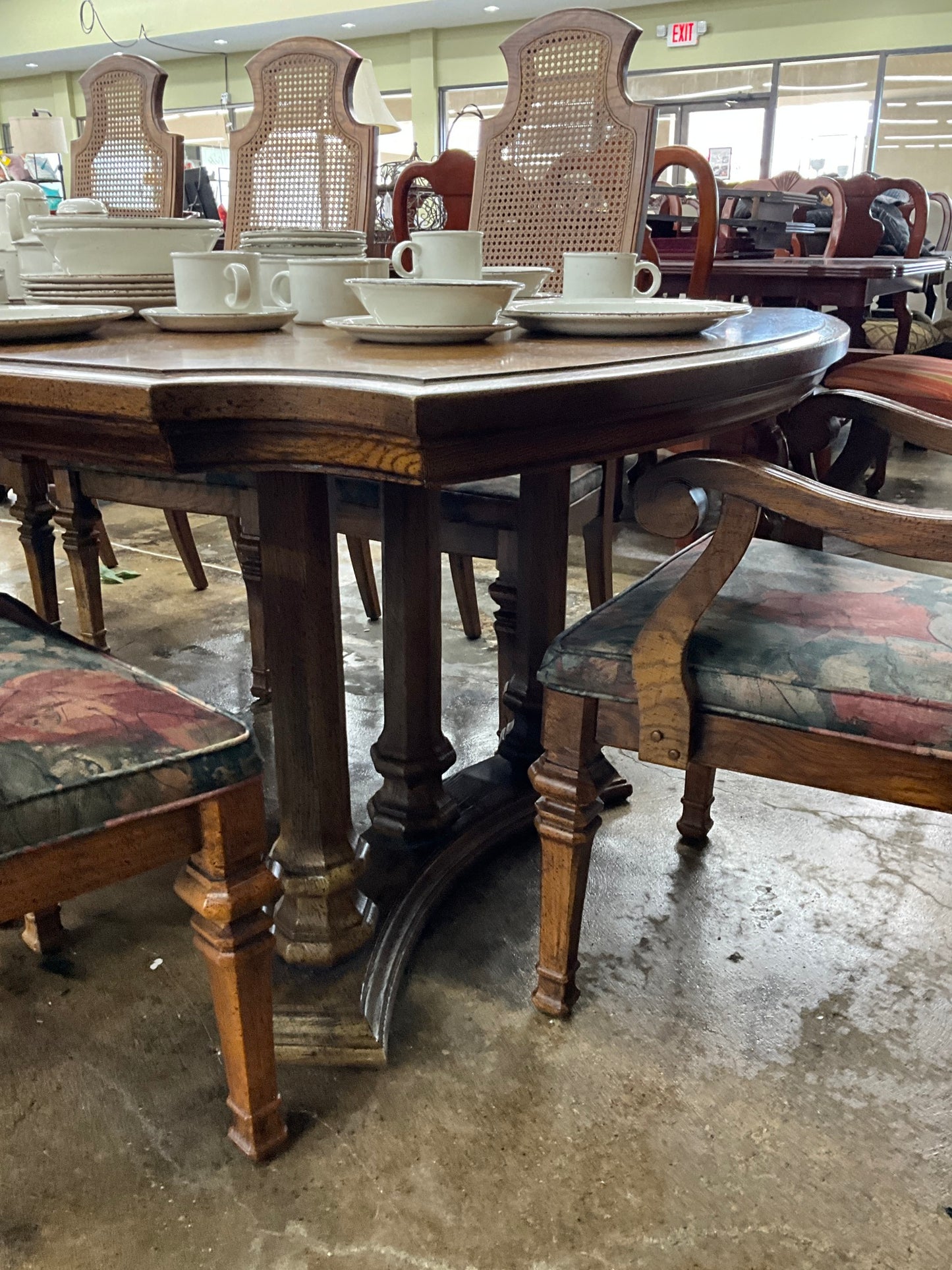 Table w/ 8 Cane-back Chairs